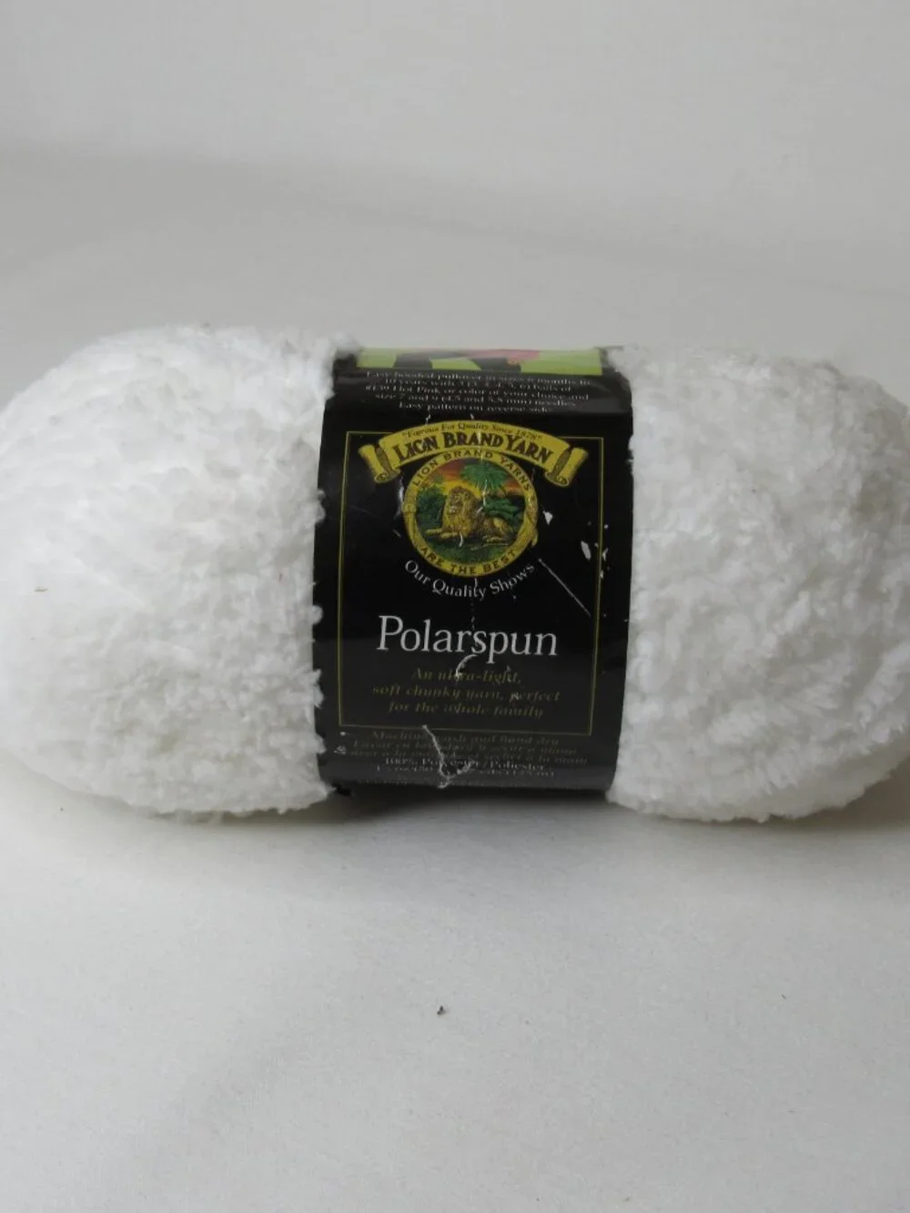 Lion Brand Yarn POLARSPUN Snow White Yarn Skein 100% Polyester New